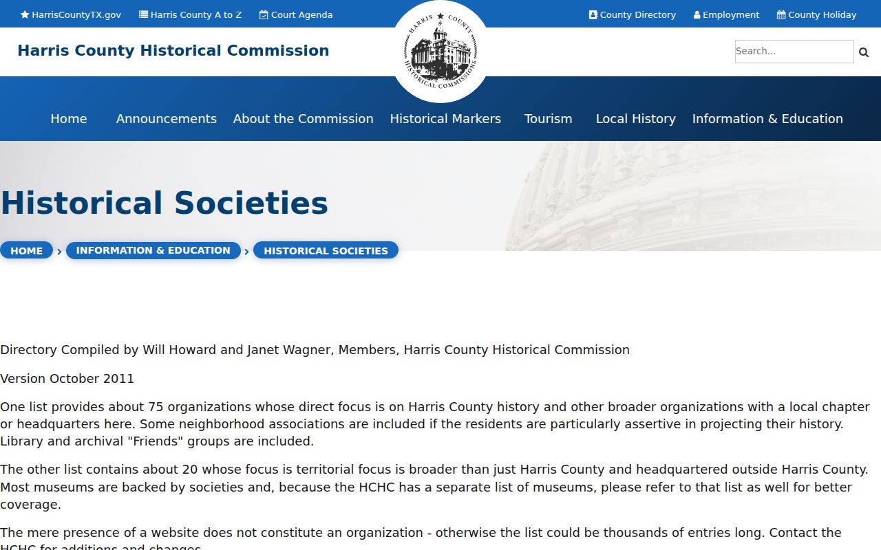 Spring city directory historical research through Harris County historical societies