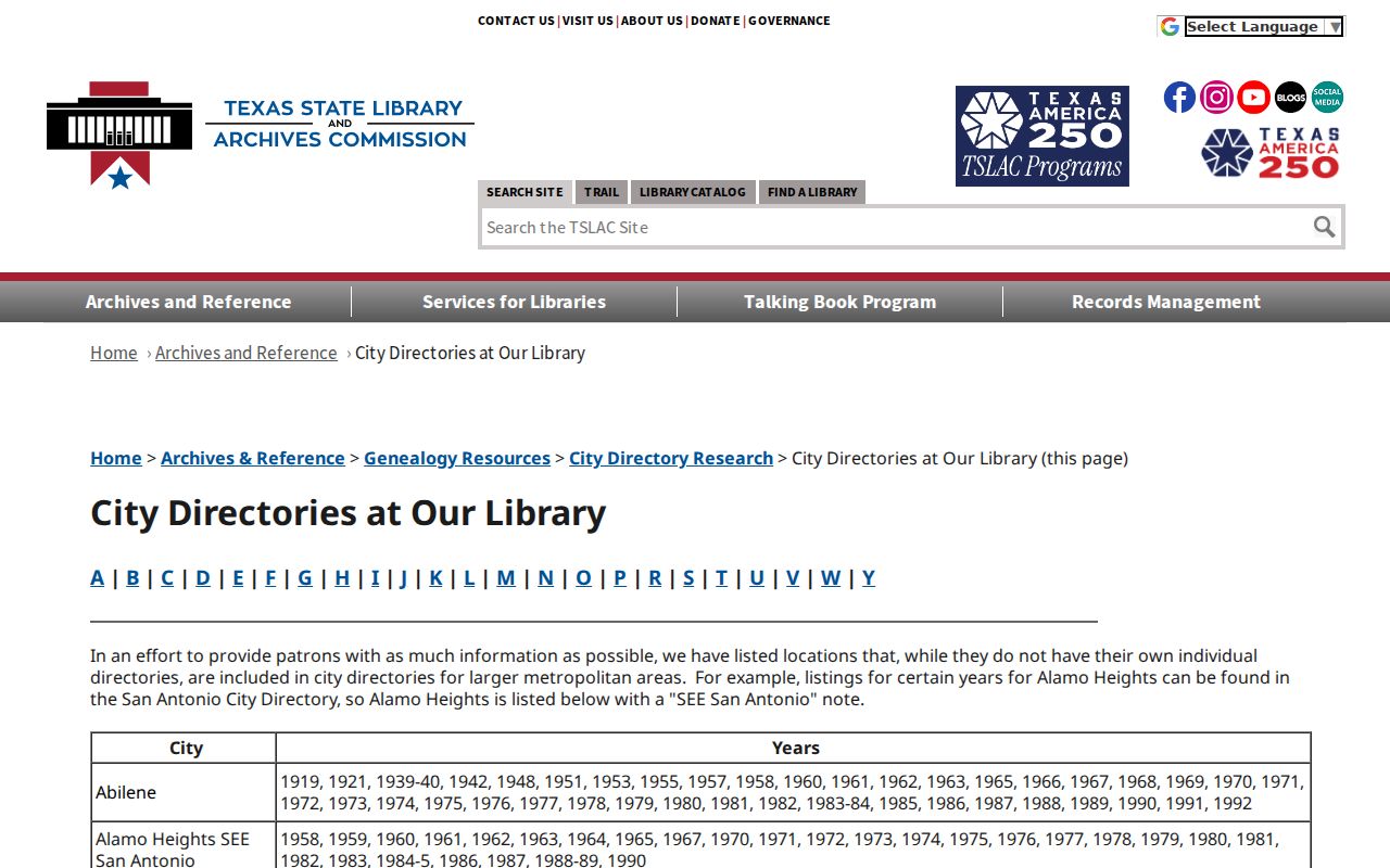 Spring city directory research through Texas State Library holdings