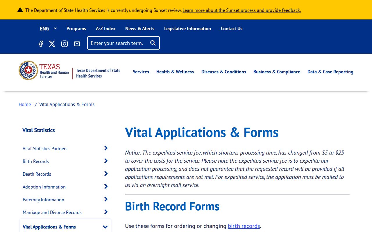 Spring residents directory Texas vital records application hub