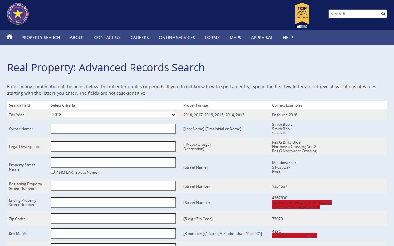 Spring residents directory HCAD advanced property search