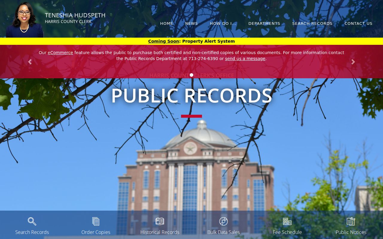 Spring previous residents research through Harris County Clerk public records