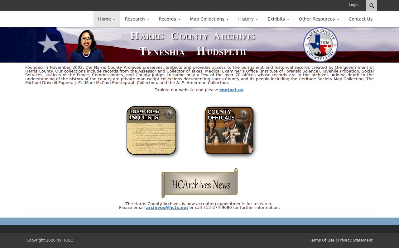 Spring previous residents research at Harris County Archives