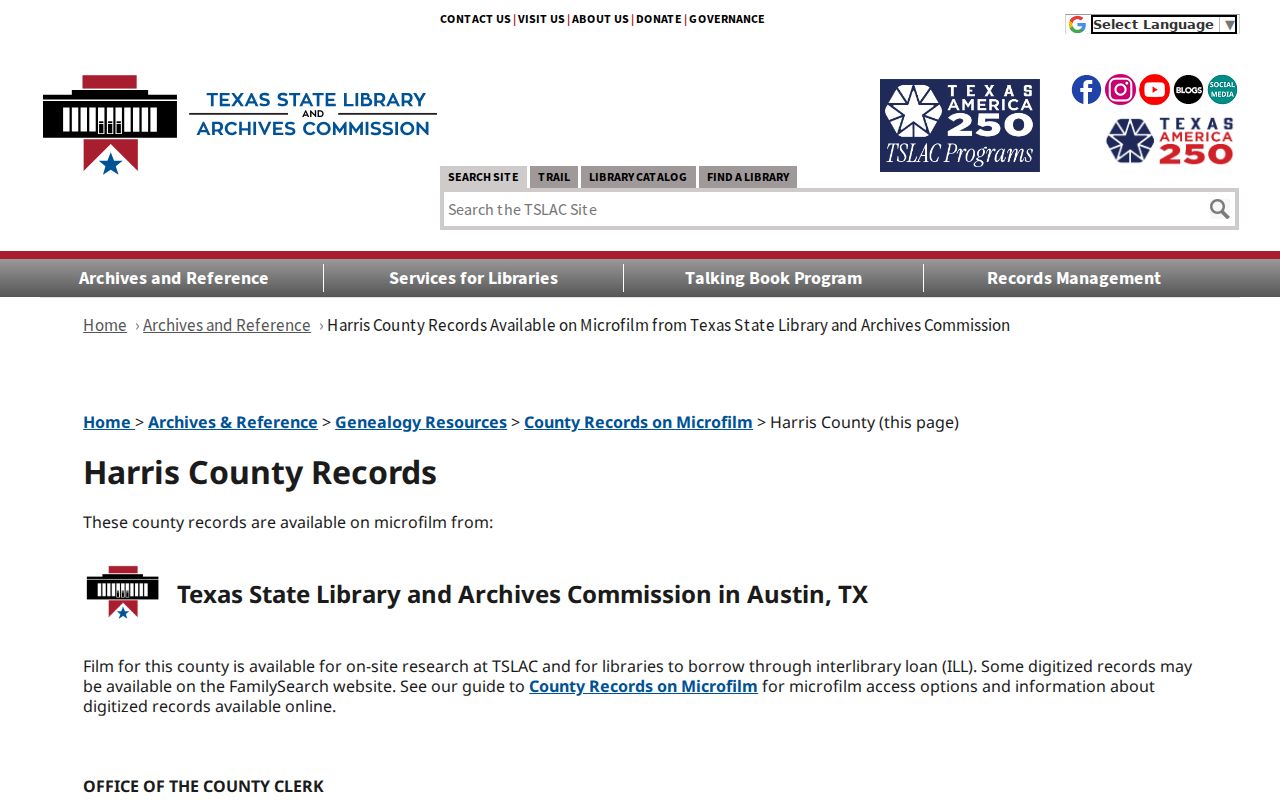 Spring previous residents research in TSLAC Harris County deed microfilm