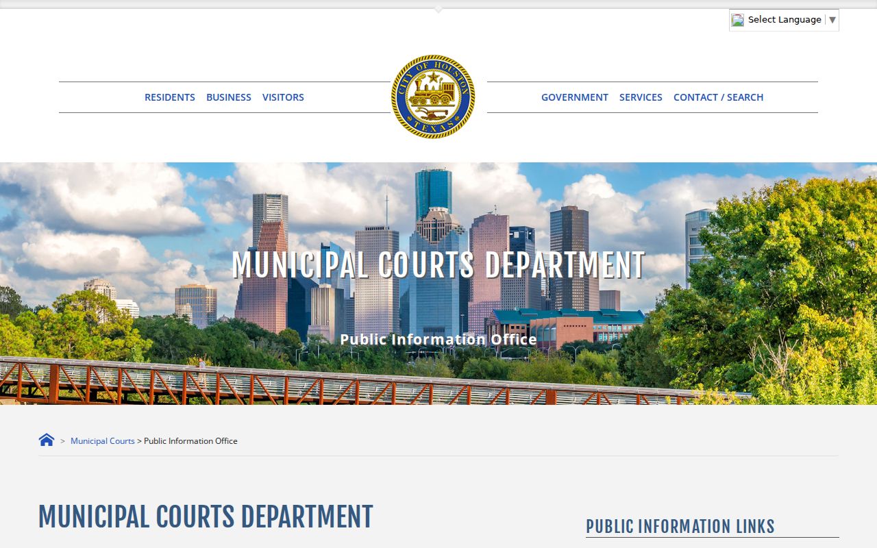 Spring resident lookup Houston Municipal Courts information page